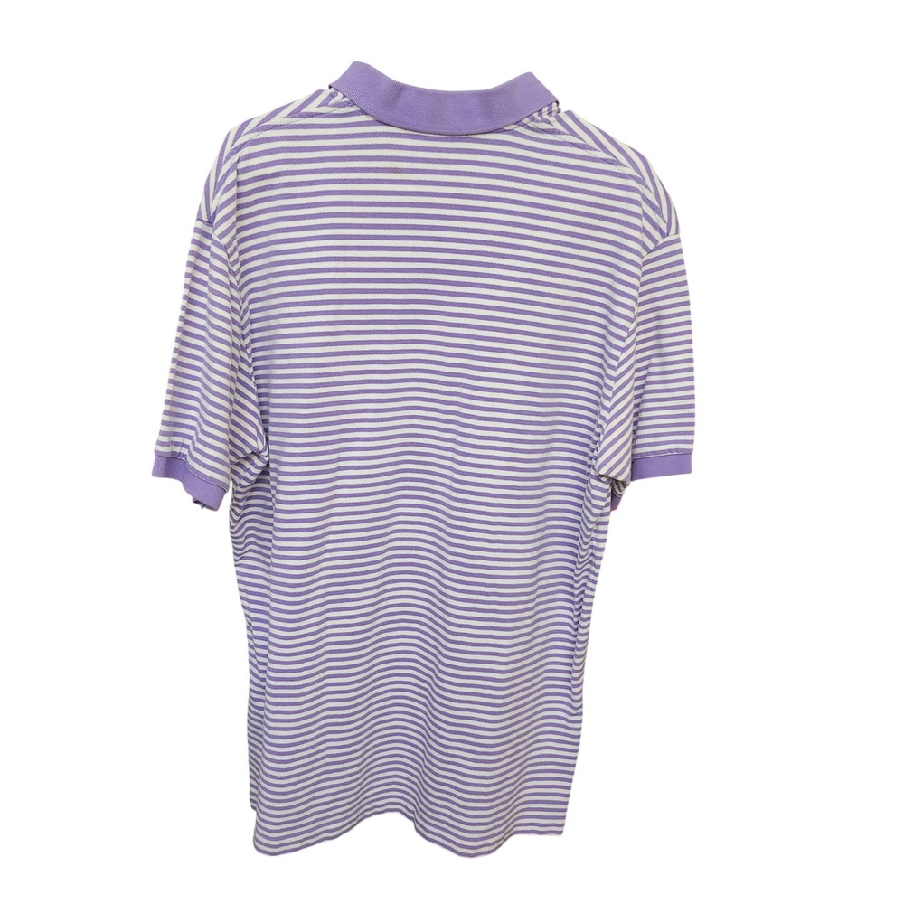 Polo Ralph Lauren Mens XL Purple White Striped Golf Cotton Polo Shirt 90's Y2K - Picture 3 of 9